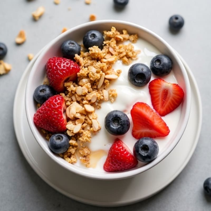 Creamy Skyr Bowl with Fresh Berries and Chopped Almonds