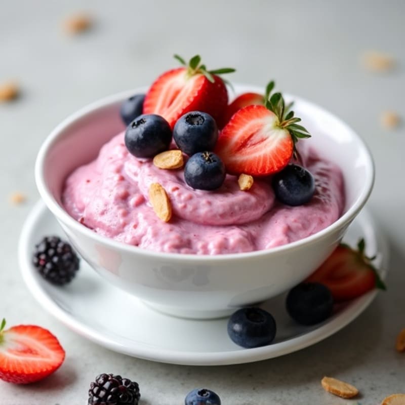 Creamy Greek Yogurt Protein Pudding with Mixed Berries