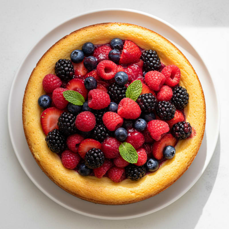 Greek Yogurt Protein Cheesecake with Mixed Berries