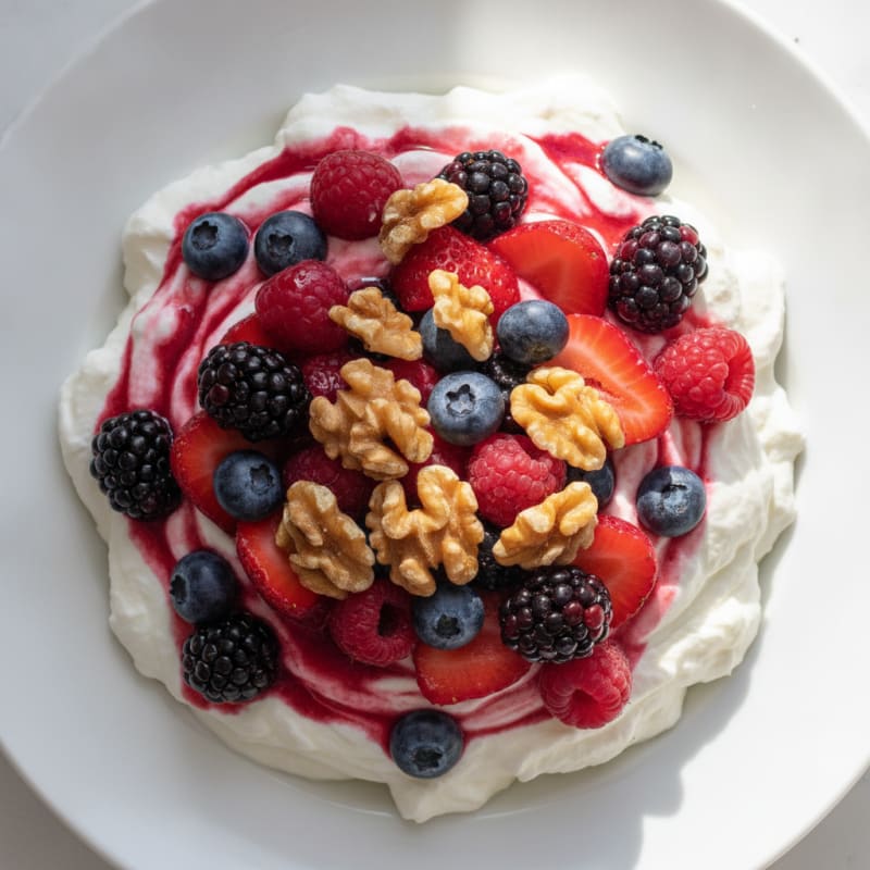 Silky Greek Yogurt Protein Mousse with Mixed Berries