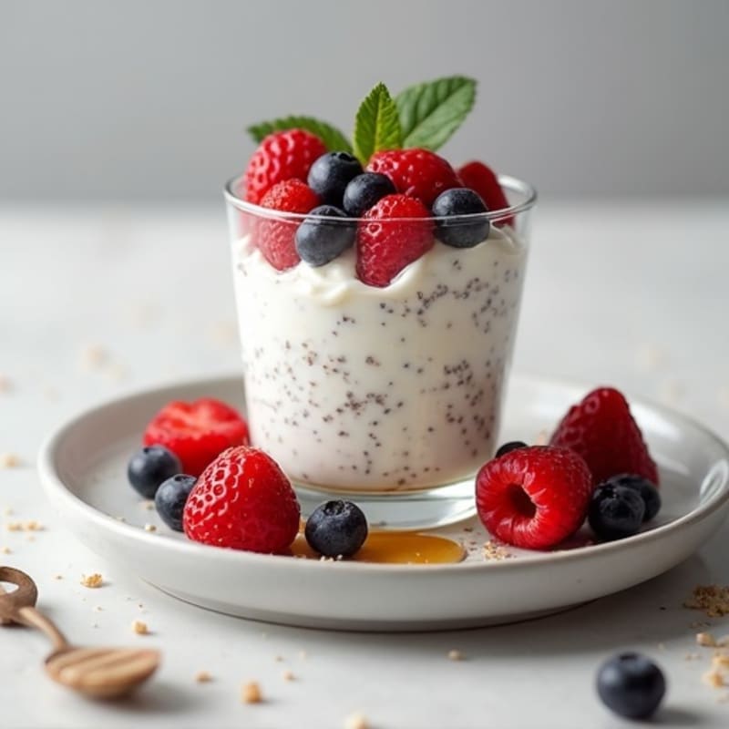 Silky Greek Yogurt Protein Pudding with Chia and Berries