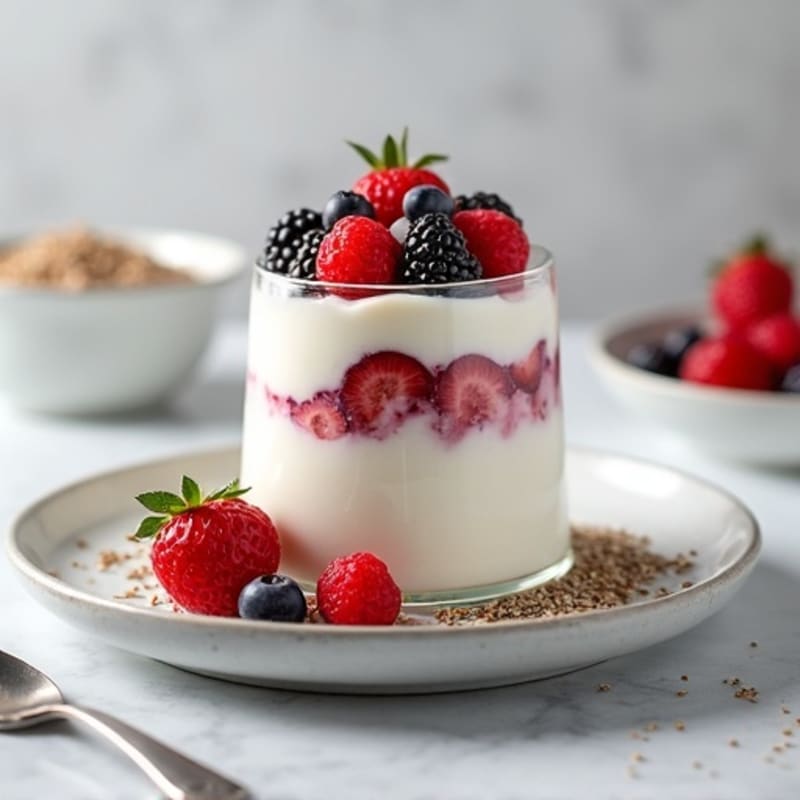 Protein Greek Yogurt Parfait with Chia and Egg White Protein Mousse