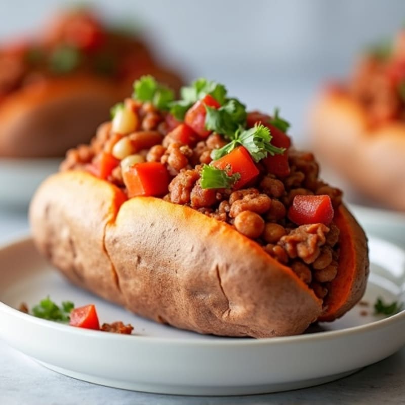 Lean Turkey Chili-Topped Sweet Potato Dogs
