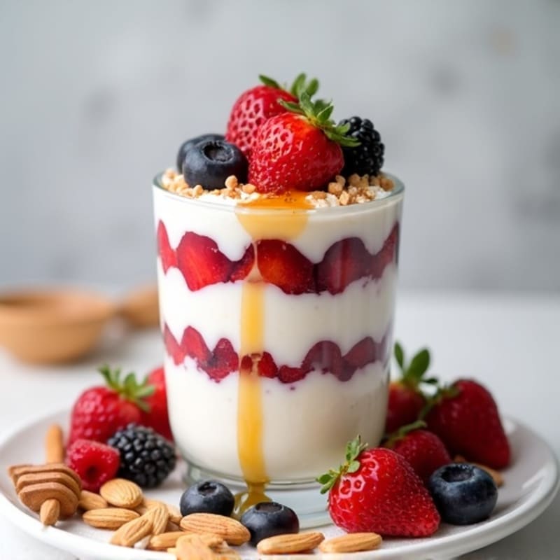 Creamy Greek Yogurt Protein Parfait with Mixed Berries and Almonds