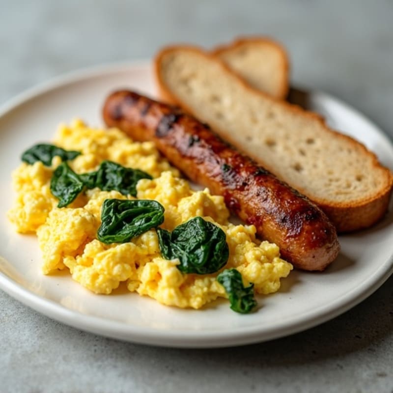 Egg White and Turkey Sausage Scramble with Spinach