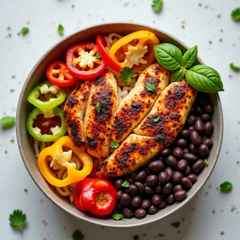 Sheet Pan Chicken Fajita Bowl with Crispy Peppers