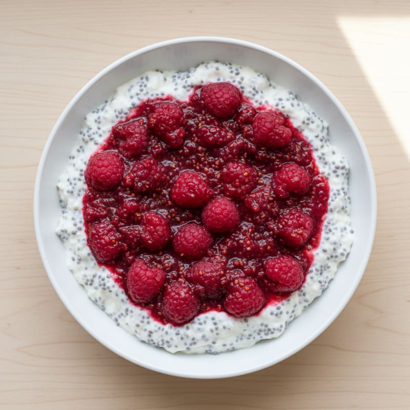 Coconut Milk Raspberry Protein Pudding