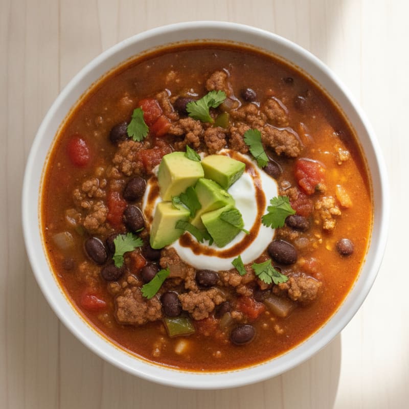 Hearty Beef Taco Soup