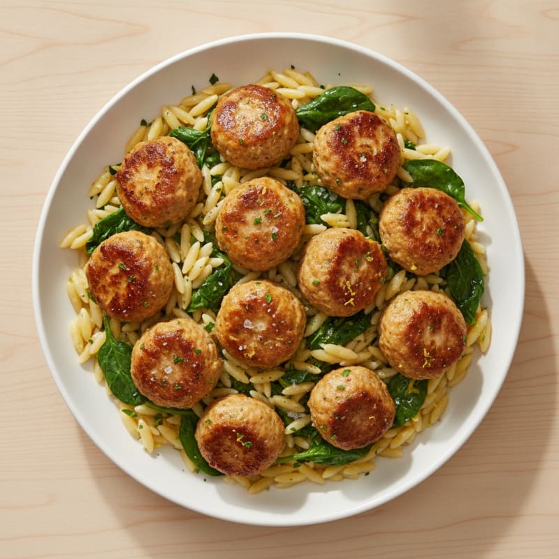 Lemon-Herb Turkey Meatballs with Orzo