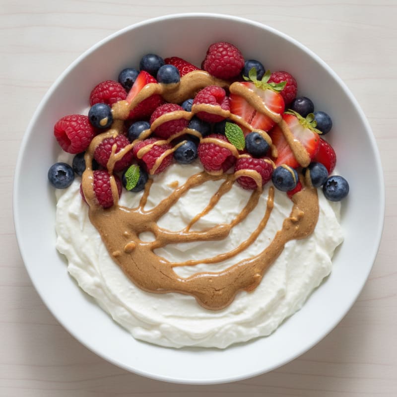 Greek Yogurt Protein Bowl with Mixed Berries and Almond Butter