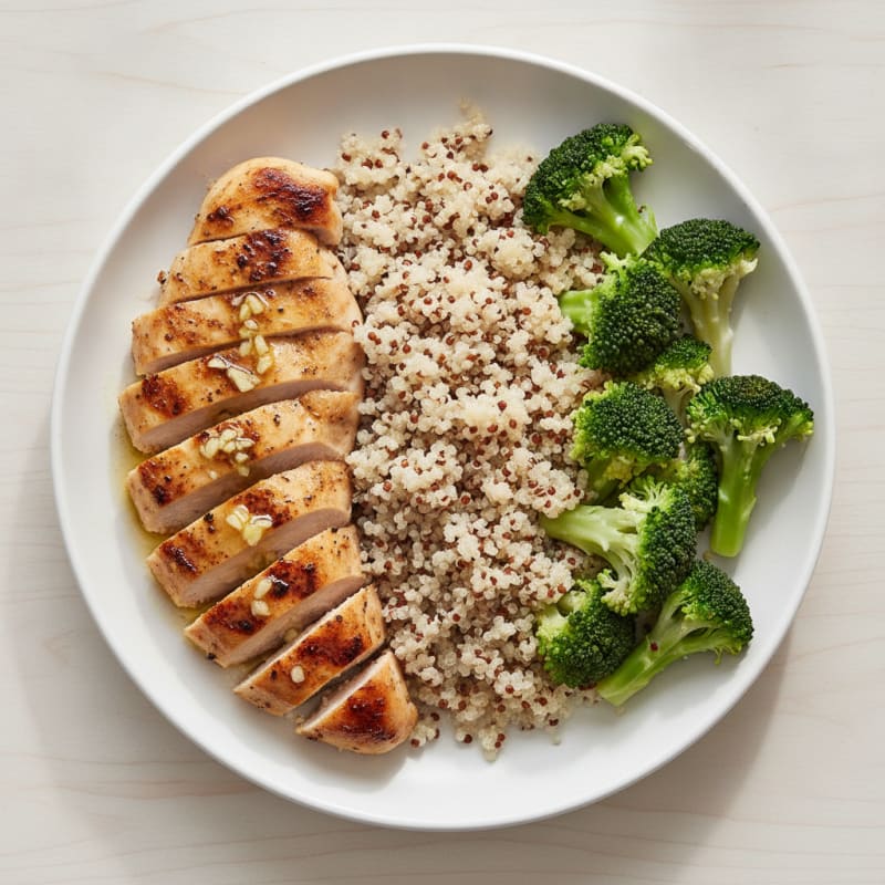 Grilled Chicken Breast with Quinoa and Steamed Broccoli
