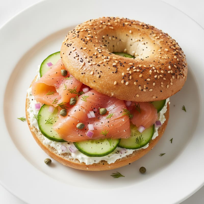 Smoked Salmon Everything Bagel Sandwich