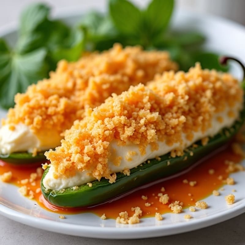 Spicy Creamy Chicken Stuffed Jalapeños with Crispy Topping