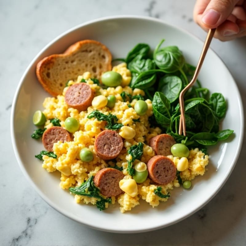 Egg White and Turkey Sausage Scramble with Spinach