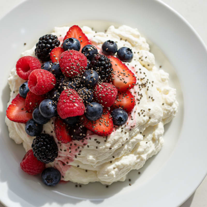 Silky Greek Yogurt Protein Mousse with Mixed Berries
