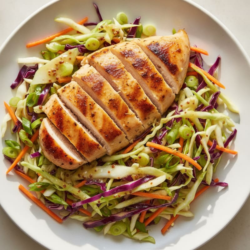 Grilled Chicken Breast with Crunchy Cabbage Slaw