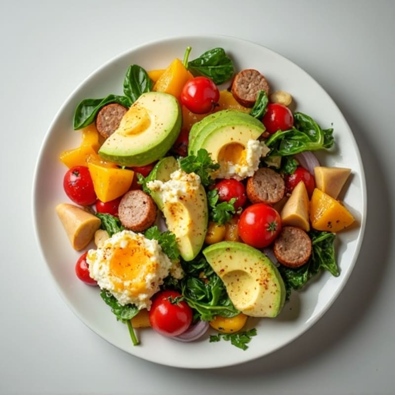 Egg White Veggie Scramble with Turkey Sausage