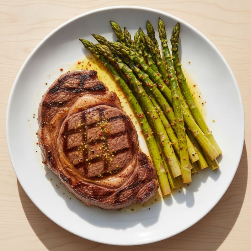 Grilled Ribeye with Tangy Asparagus