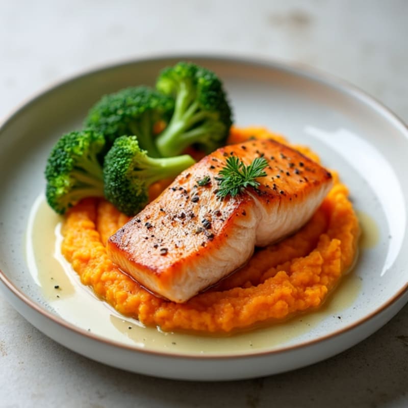 Pan Seared Salmon with Sweet Potato Mash