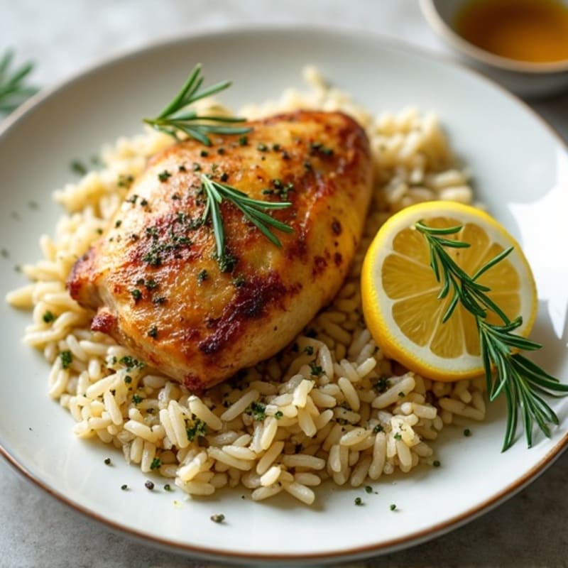 Herb-Roasted Chicken with Garlic Lemon Rice