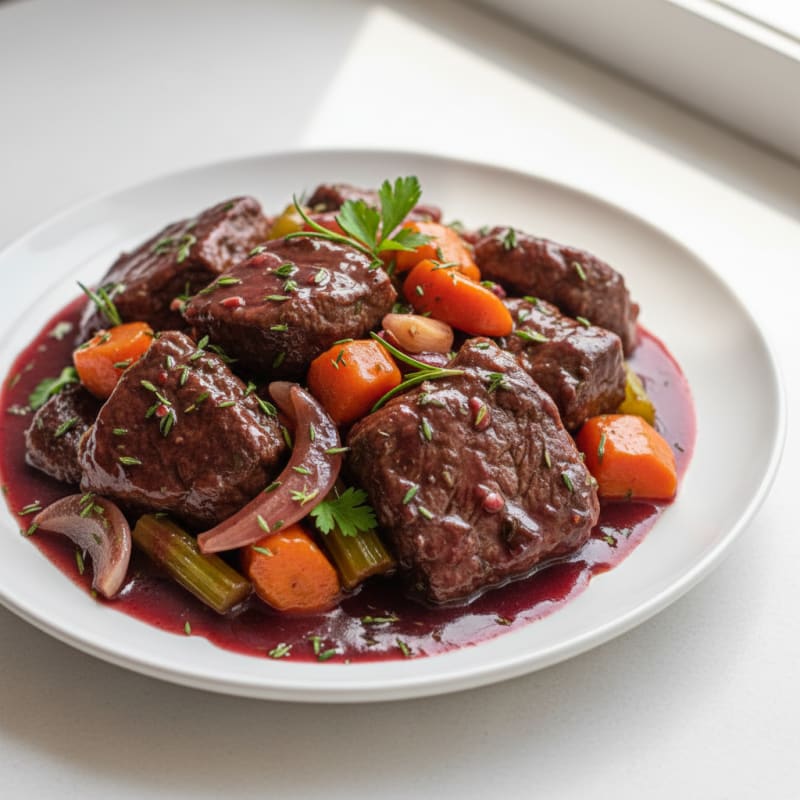 Tender Red Wine Braised Beef
