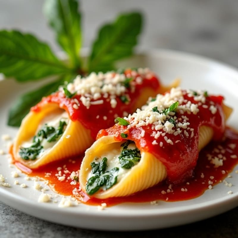 Baked Creamy Spinach Ricotta Stuffed Shells