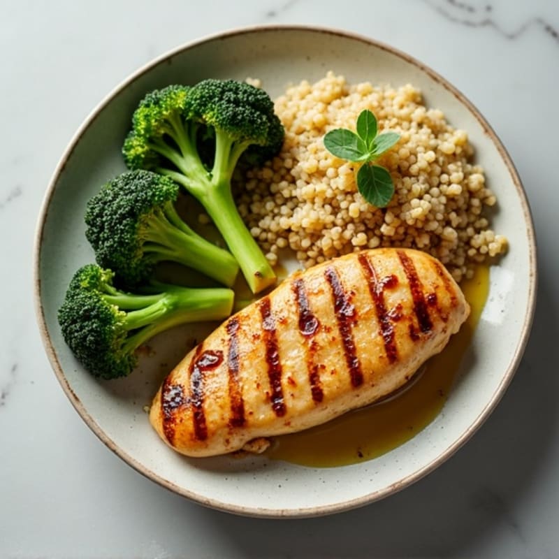 Grilled Chicken Breast with Roasted Broccoli and Quinoa