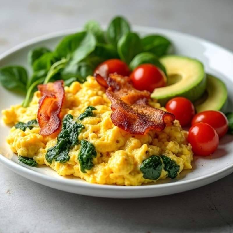 Egg White Scramble with Spinach and Turkey Bacon