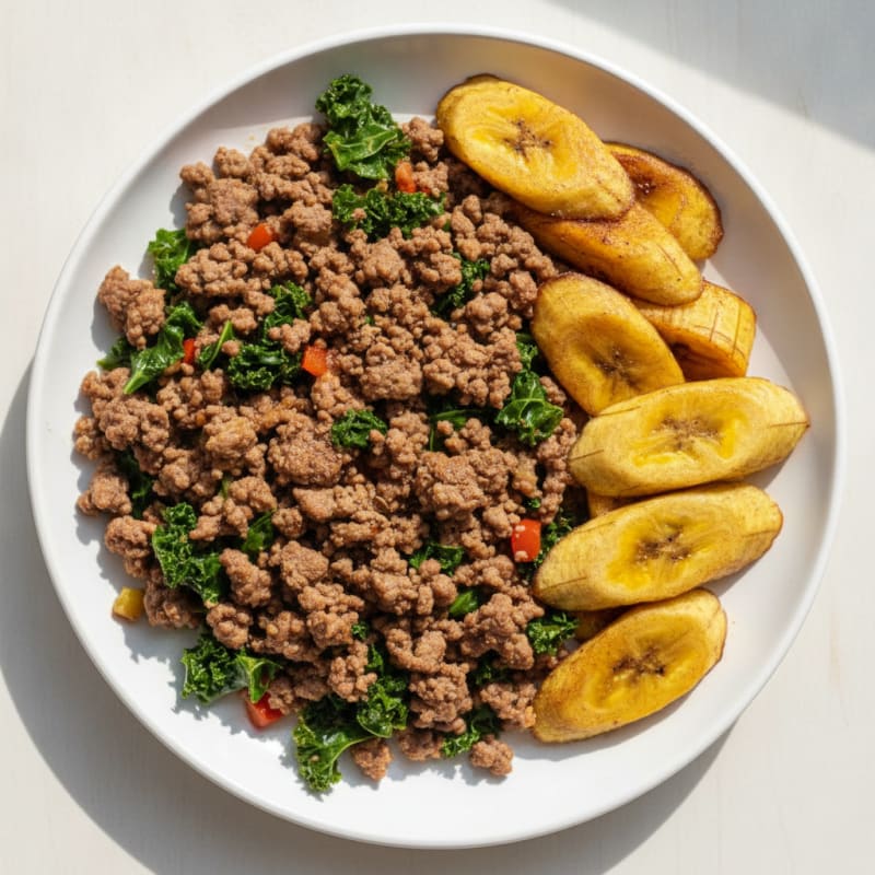 Spiced Ground Beef and Roasted Plantains