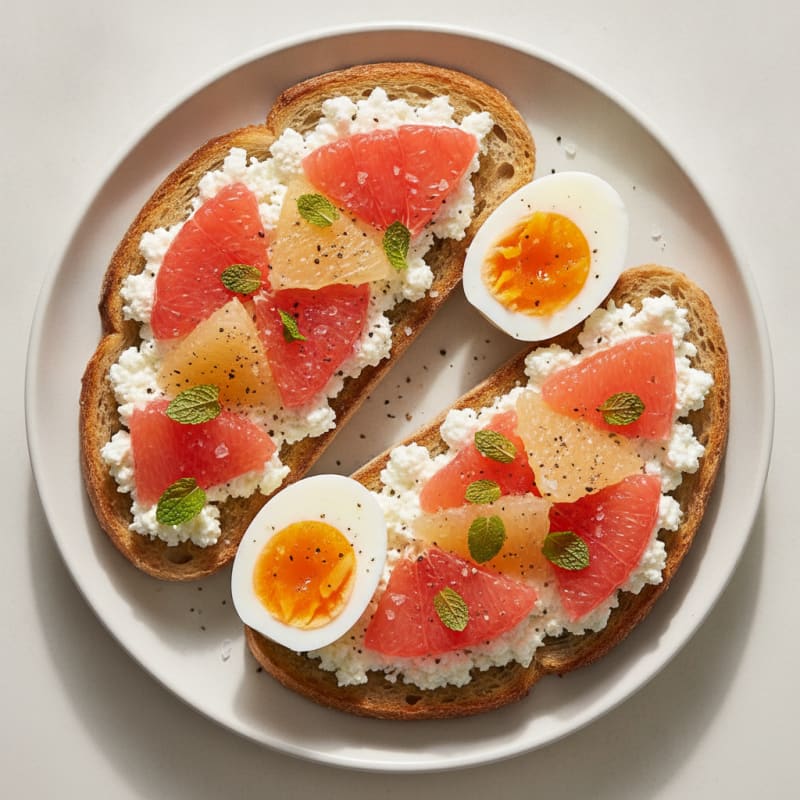 Grapefruit and Cottage Cheese Sourdough Toast