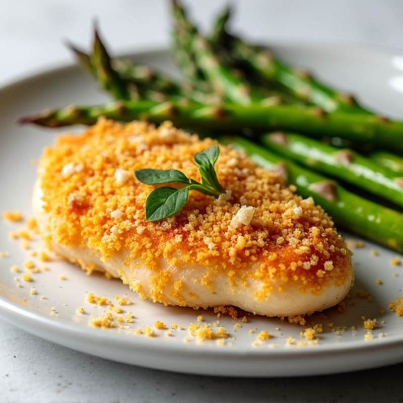 Crispy Parmesan Roasted Chicken with Roasted Asparagus