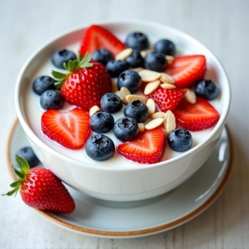 Creamy Greek Yogurt Bowl with Fresh Berries and Crunchy Almonds