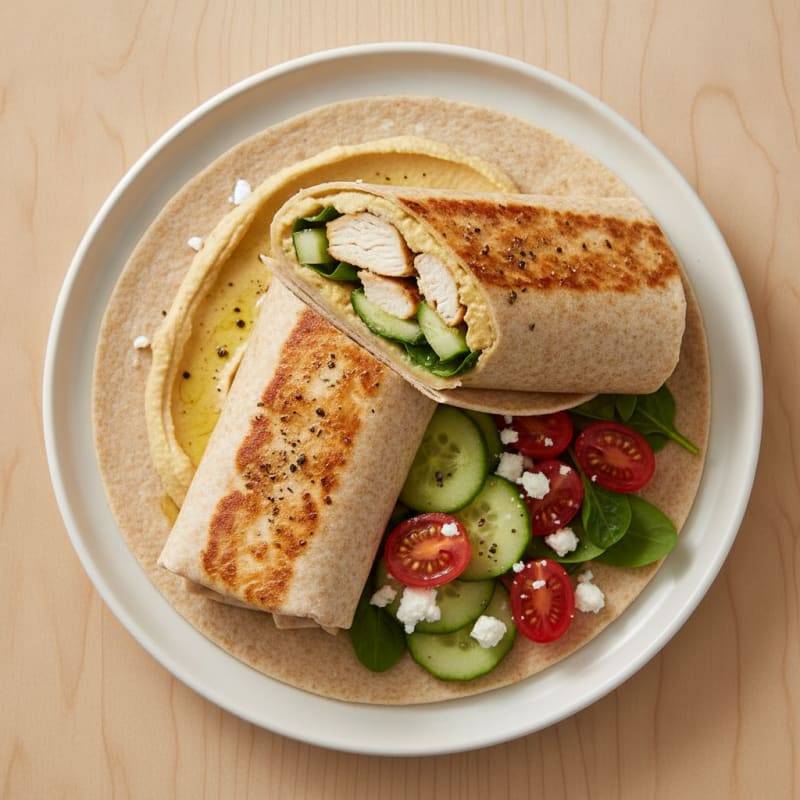 Mediterranean Chicken and Hummus Wrap