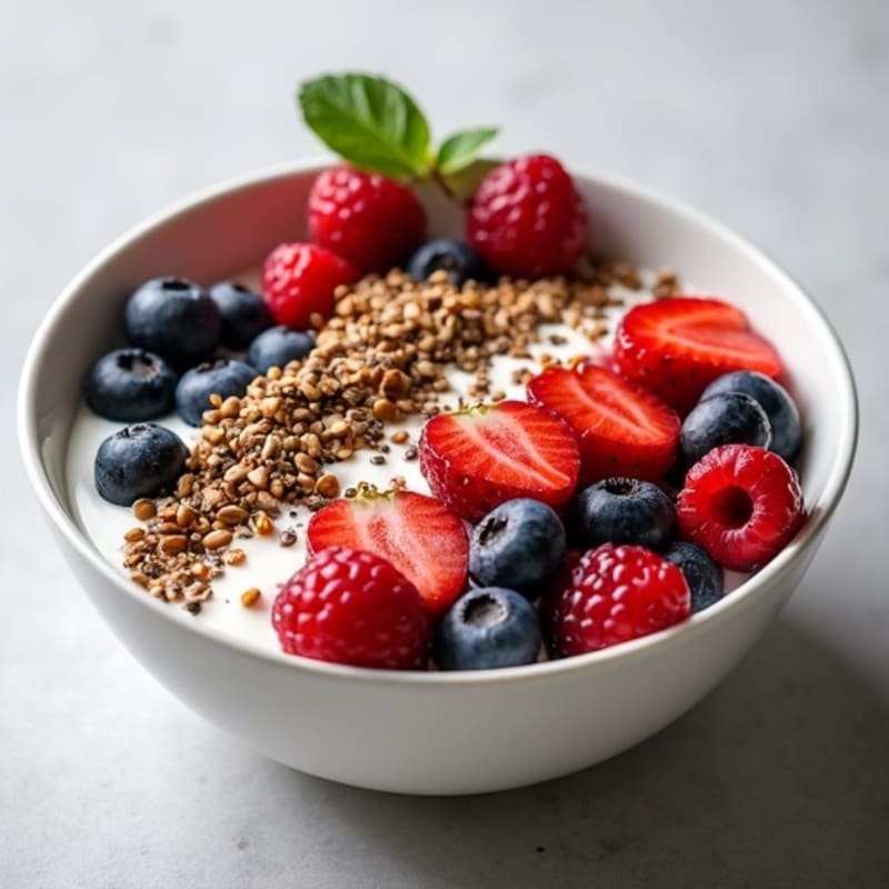 Protein-Packed Berry Yogurt Bowl with Crunchy Seeds