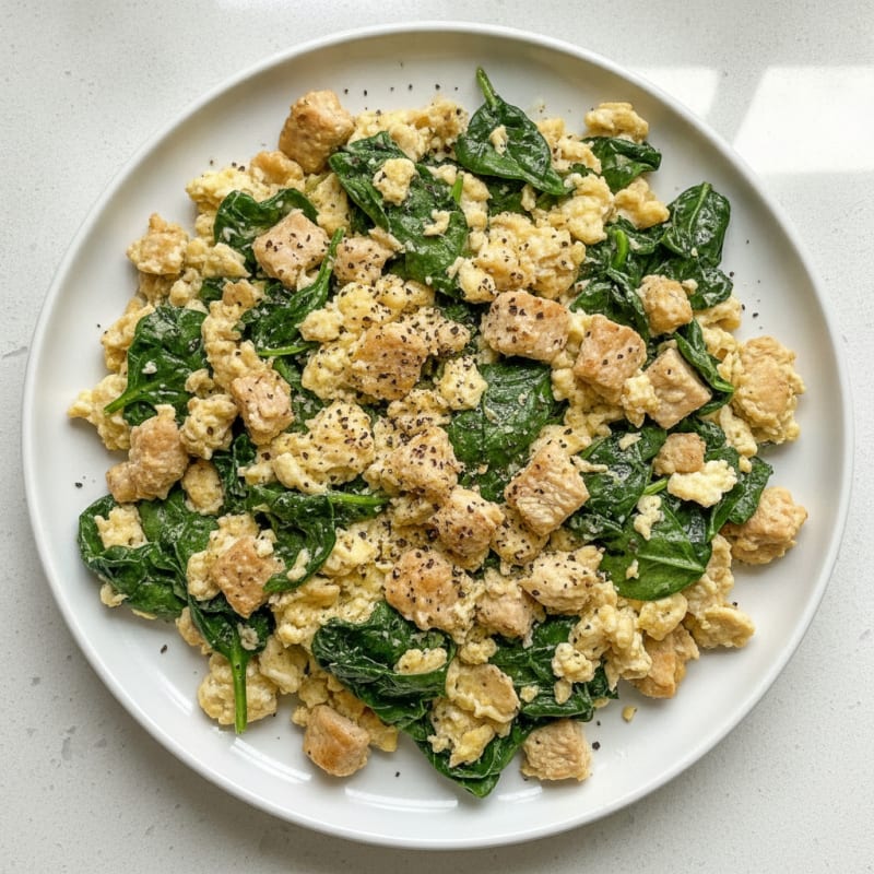 Egg White and Spinach Scramble with Lean Turkey Breast
