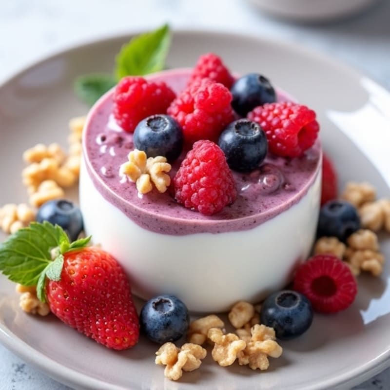 Greek Yogurt Protein Mousse with Mixed Berries
