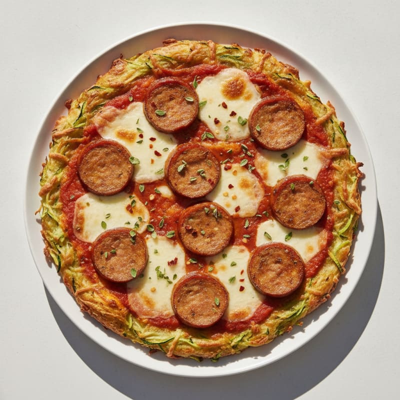 Chicken Sausage Pizza with Zucchini Crust