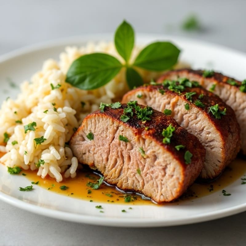 Garlic-Herb Slow Roasted Pork with Cilantro Lime Rice