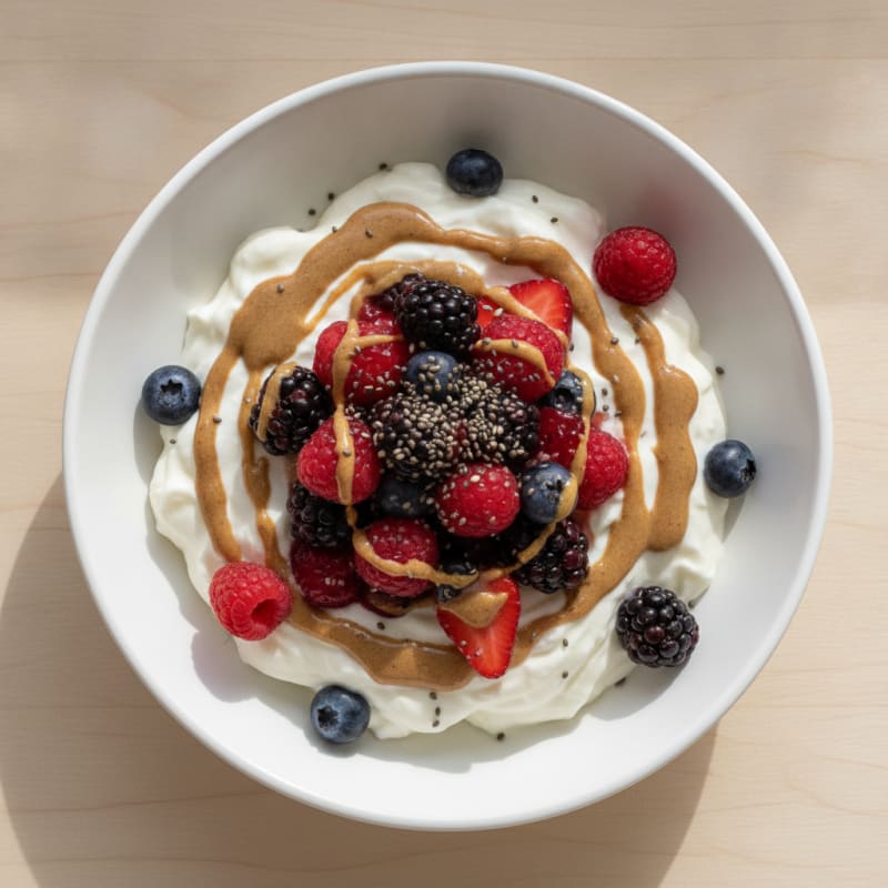 Silky Greek Yogurt Protein Pudding with Mixed Berries