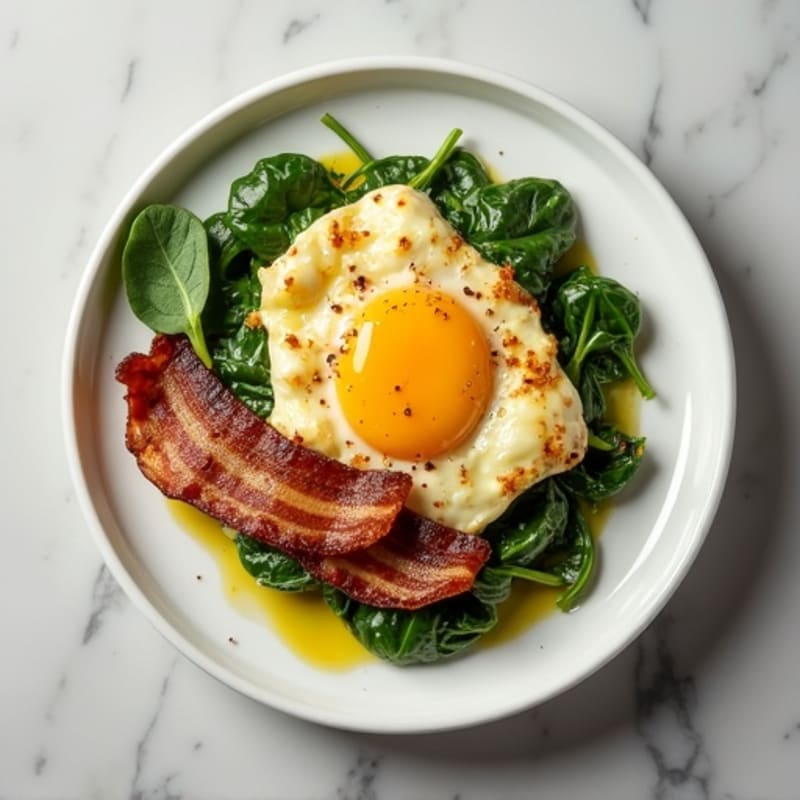 Egg White and Spinach Scramble with Grilled Turkey Bacon