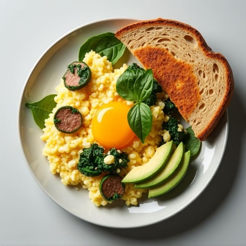 Egg White Scramble with Spinach and Turkey Sausage