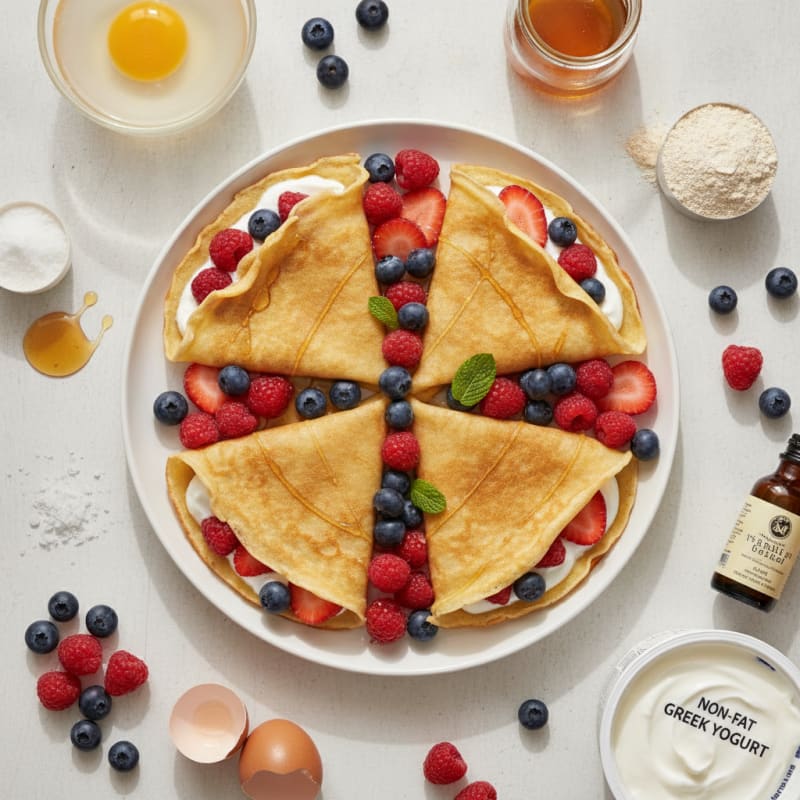 High-Protein Delicate Crepes with Fresh Berries