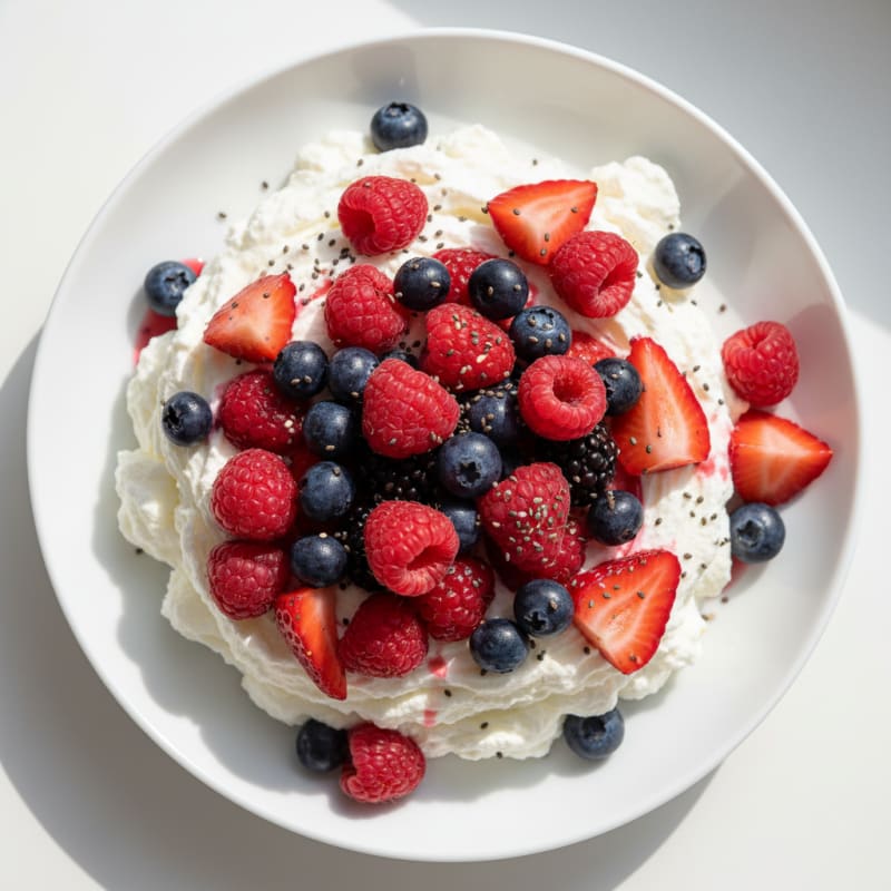Greek Yogurt Protein Mousse with Mixed Berries