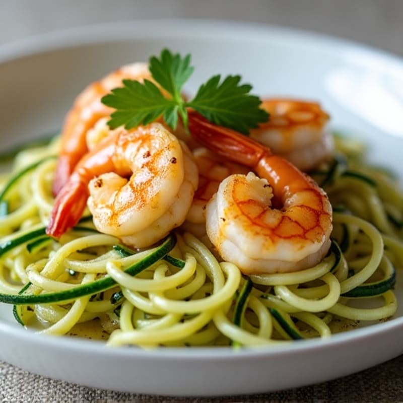 Fresh Pan-Seared Lemon Garlic Shrimp with Zucchini Noodles and Quinoa