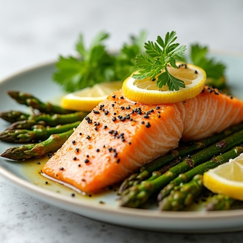 Lemon-Herb Roasted Salmon with Crispy Asparagus