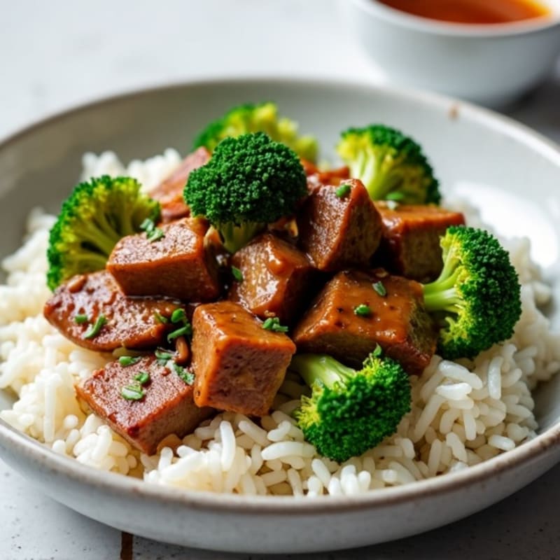 Healthy Teriyaki Beef and Broccoli with White Rice