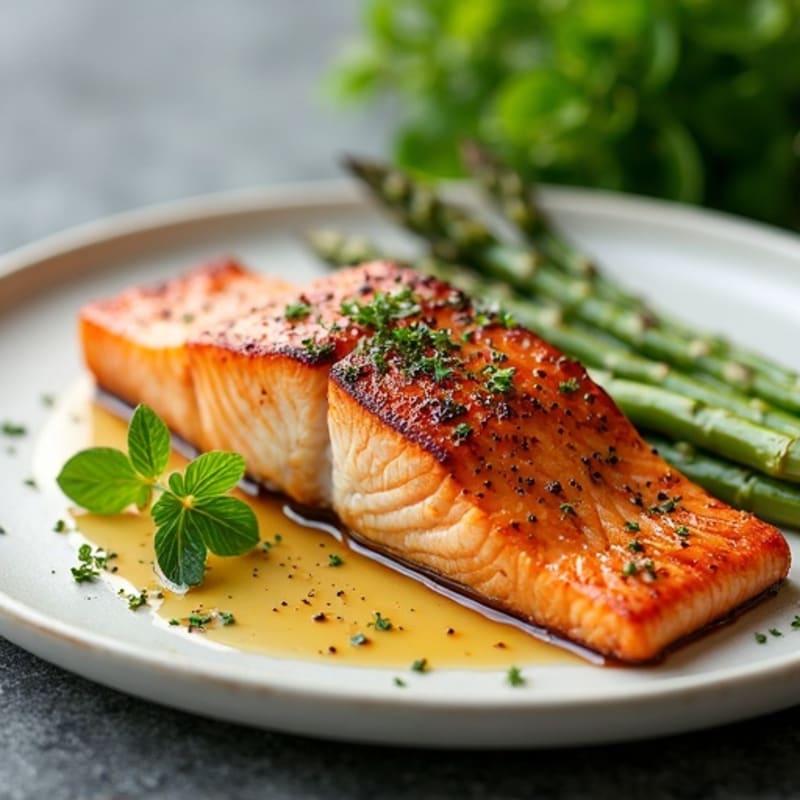 Crispy Pan-Seared Salmon with Roasted Asparagus