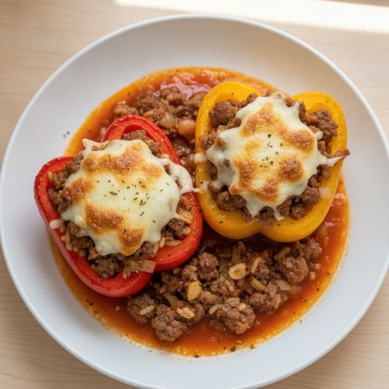 Beef and Rice Stuffed Bell Peppers
