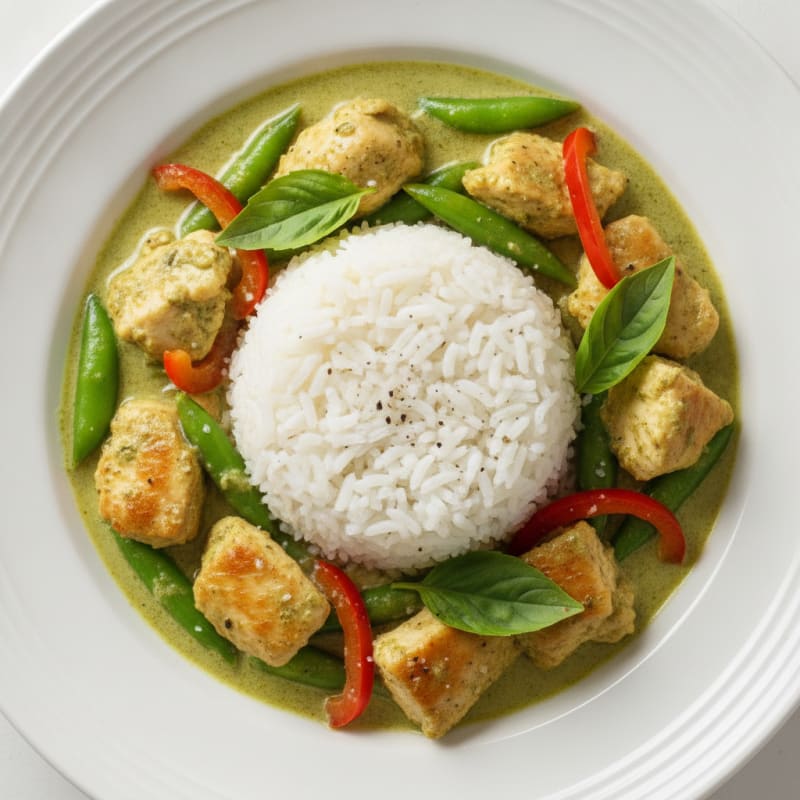 Green Curry Chicken with Coconut Rice