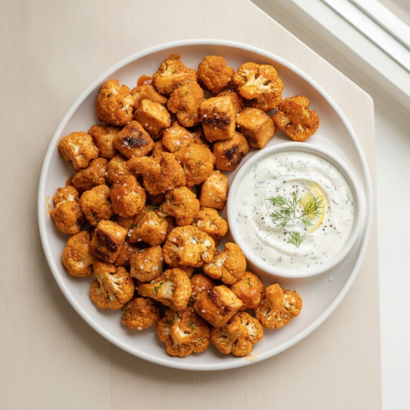 Buffalo Cauliflower Bites with Ranch Dip